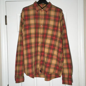 XL Abercrombie Red/Green Plaid Flannel Buttondown